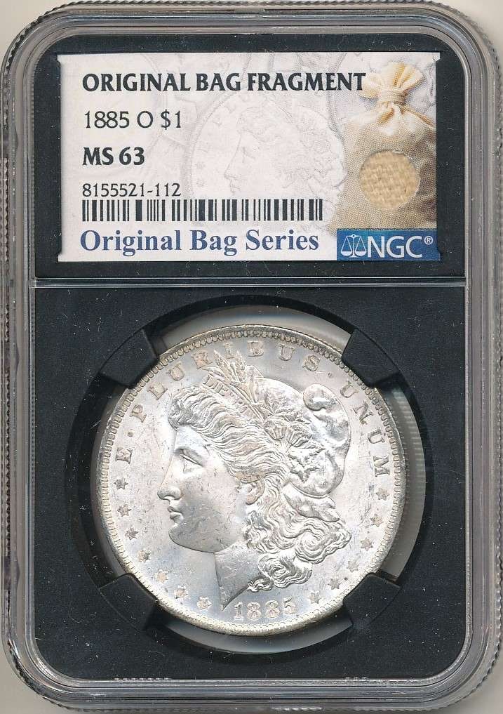 Rare 1885-O Morgan Silver Dollar NGC MS63 "Original Bag Fragment" (1 of 3)