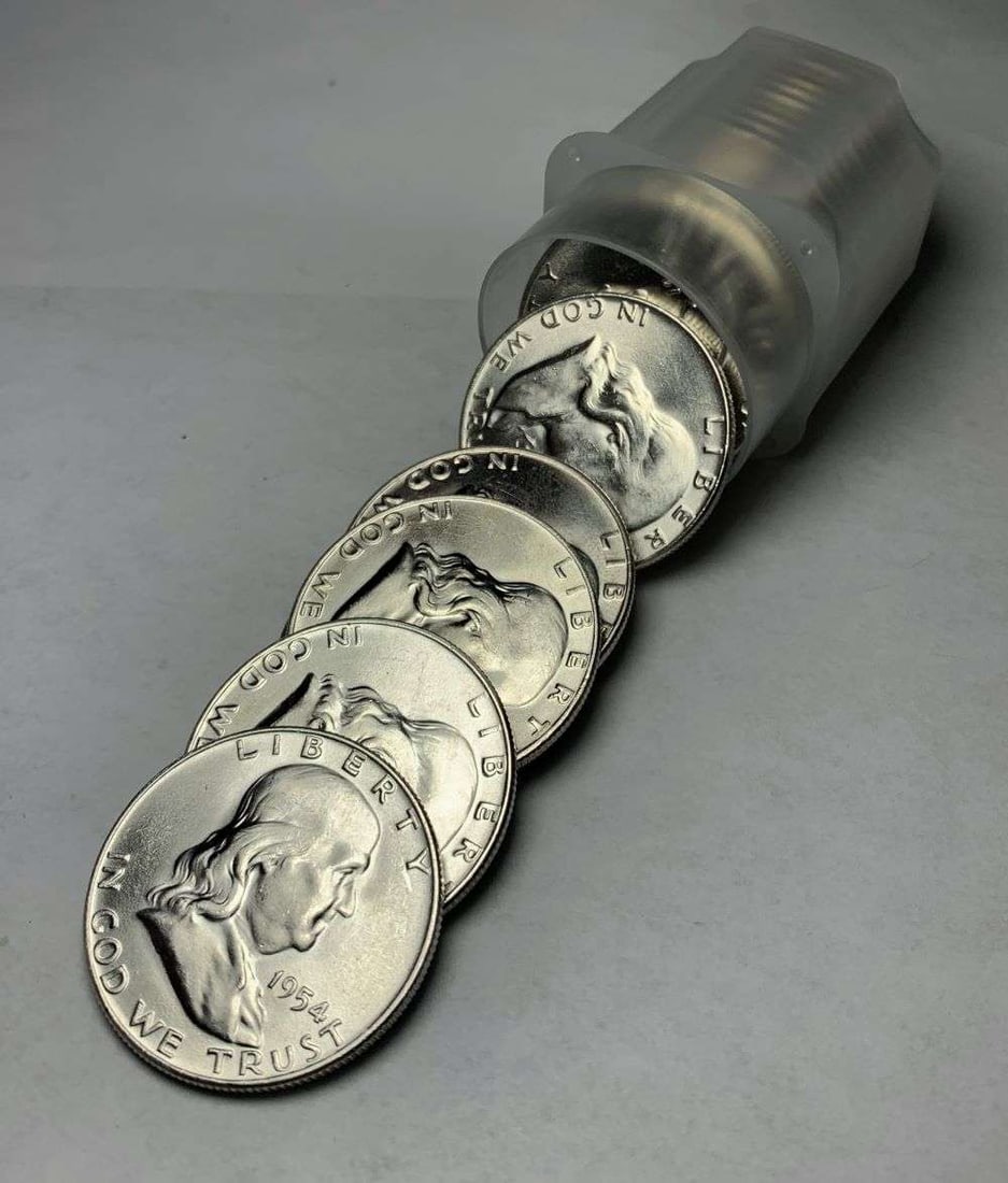 Roll (20) 1954-D Franklin 90% Silver Half Dollars BU (1 of 3)