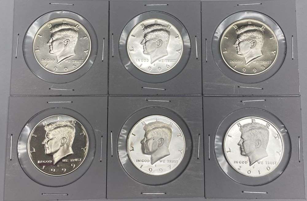 Stunning! 90% Silver Mixed Years Kennedy Half Dollars PF68+ (6-coins) (1 of 2)