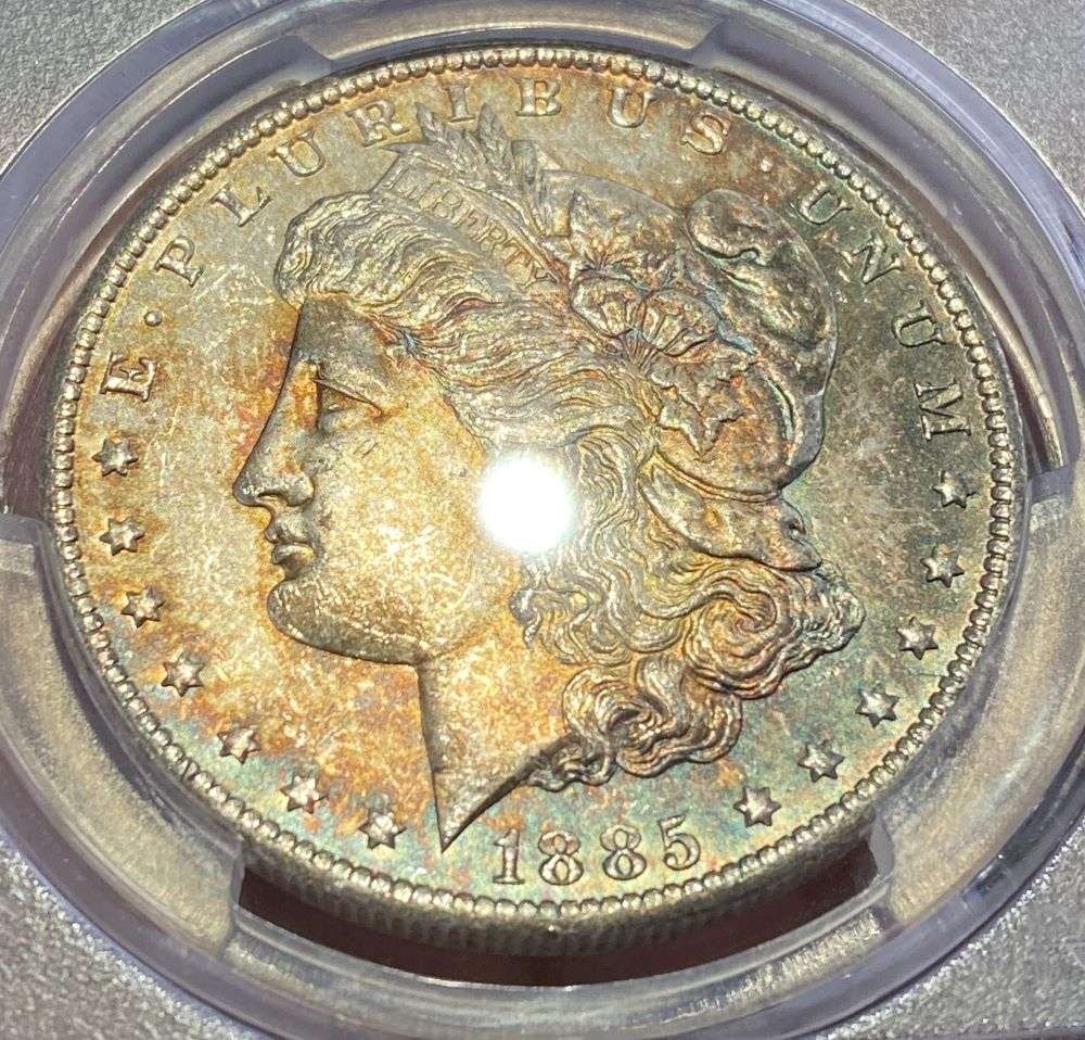 Fantastic Color 1885-O Morgan Silver Dollar PCGS MS62 (1 of 5)