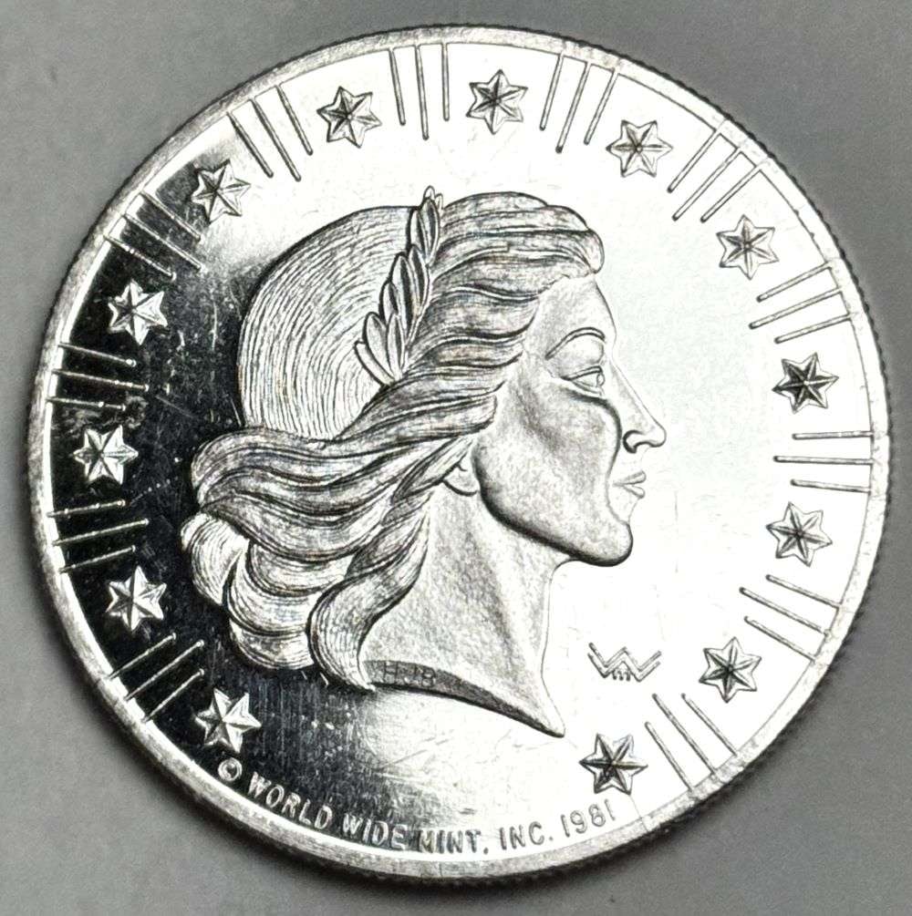 1981 World Wide Mint American Eagle 1 ozt .999 Silver: Winner shall receive the exact coin shown here. (JL/B)