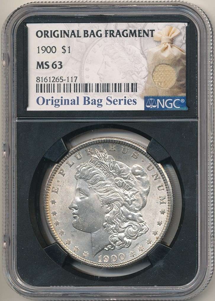 Rare 1900 Morgan Silver Dollar NGC MS63 "Original Bag Fragment" (1 of 3)