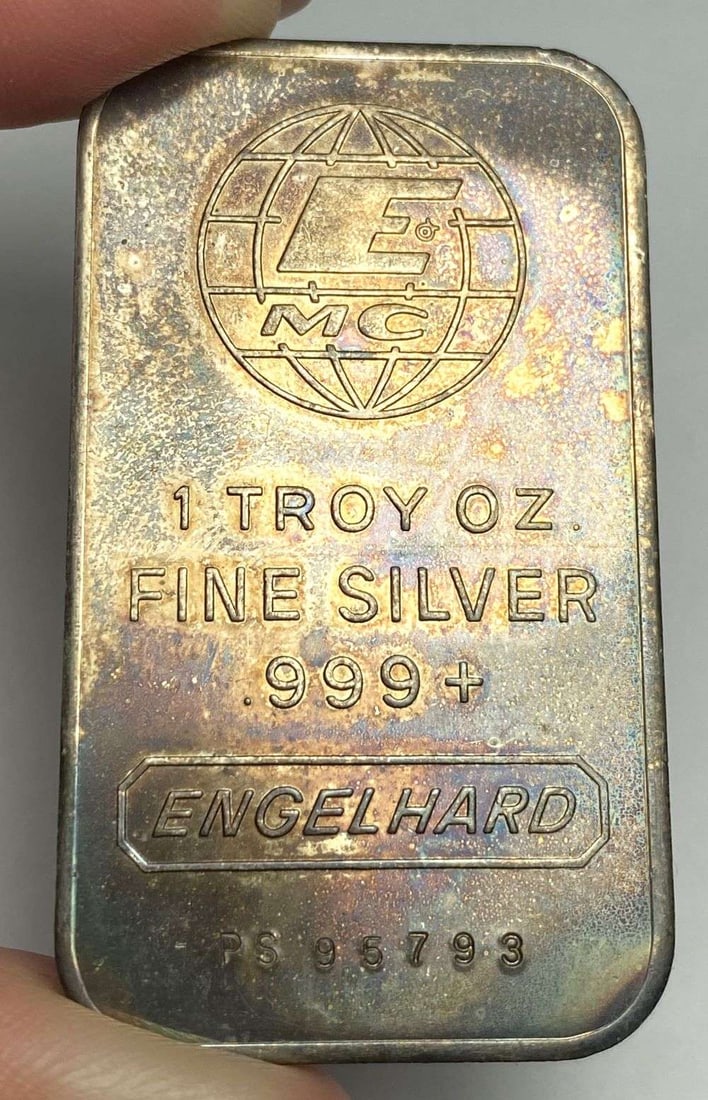 Toned Engelhard 1 ozt .999 Silver Bar (1 of 2)