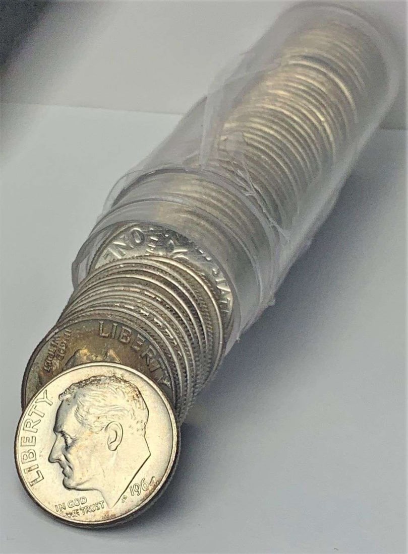 Roll (50-coins) 1964-D Roosevelt Silver Dimes BU (1 of 3)