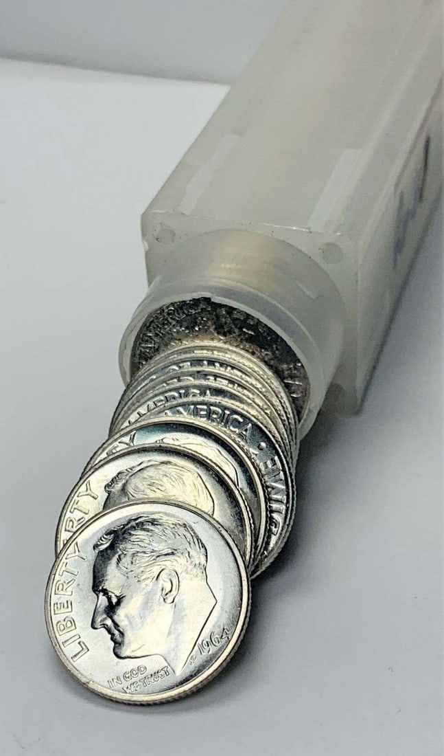 Roll (50-coins) 1964 Roosevelt Silver Dimes BU (1 of 3)