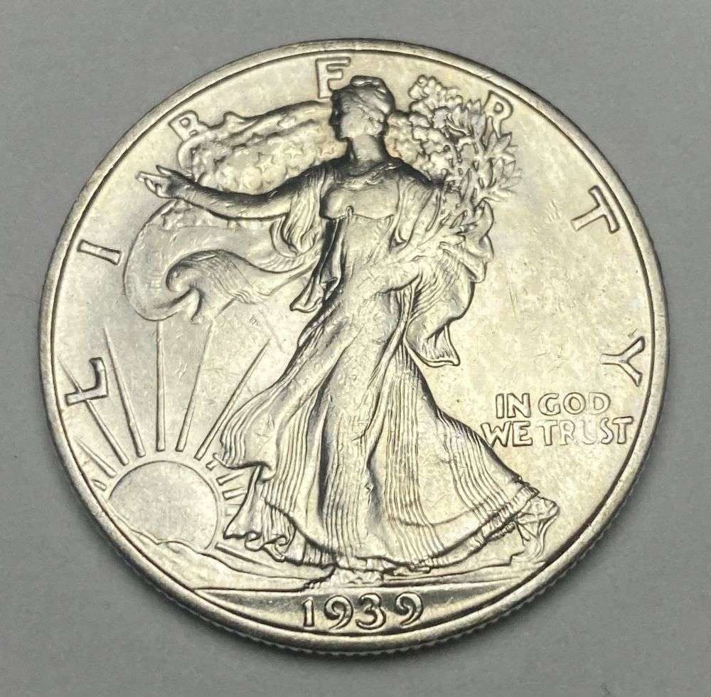 1939-S Walking Liberty Silver Half Dollar AU58: Winner shall receive the exact coin shown here. (CD/B)