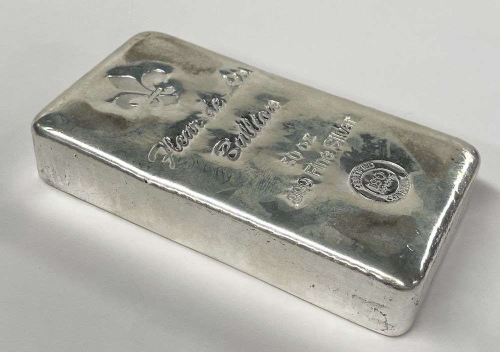 Fleur De Lis Bullion 50 ozt .999 Silver Bar (1 of 6)