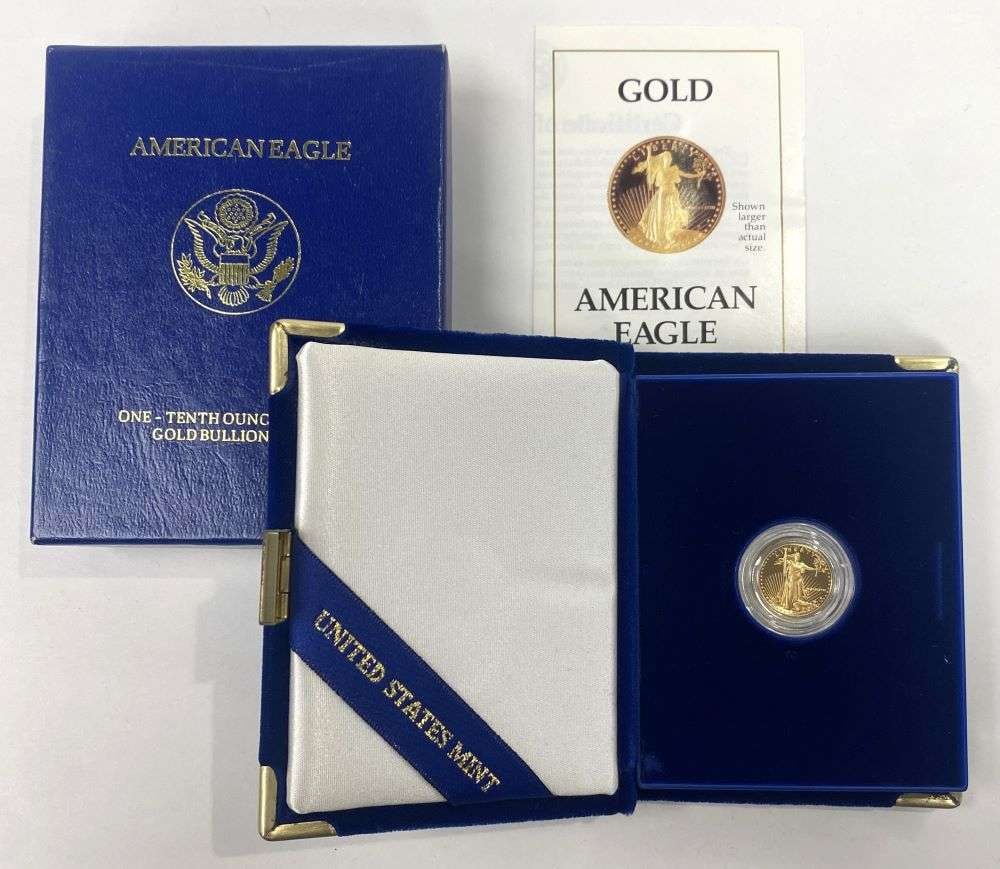 1988-P American Gold $5 Eagle 1/10th ozt PF69+ OGP (1 of 4)