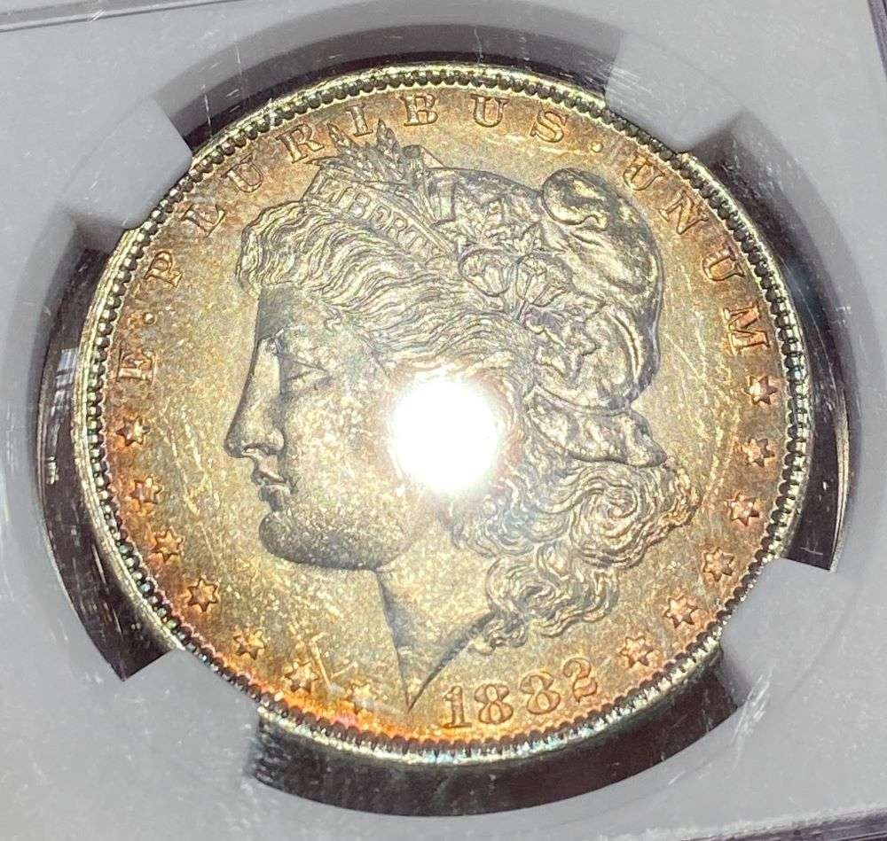 Bullseye Rainbow Toning 1882-O Morgan Silver Dollar NGC MS63 (1 of 5)