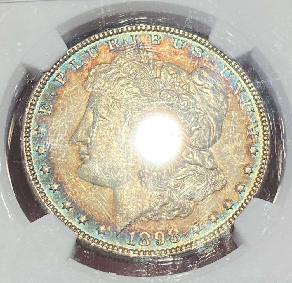 Bullseye Rainbow Toning 1898 Morgan Silver Dollar NGC MS64 (1 of 6)