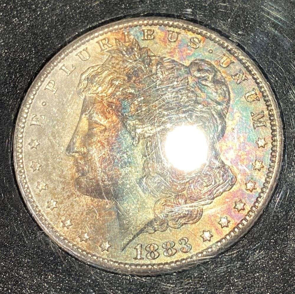 Amazing Rainbow 1883-CC Morgan Silver Dollar MS65 GSA (1 of 5)
