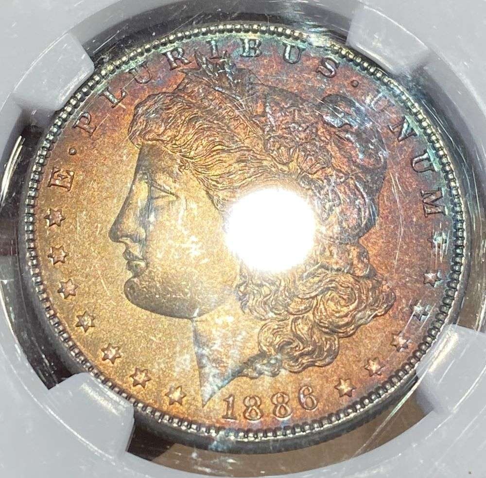Rainbow 1886 Morgan Silver Dollar NGC MS66 (1 of 8)