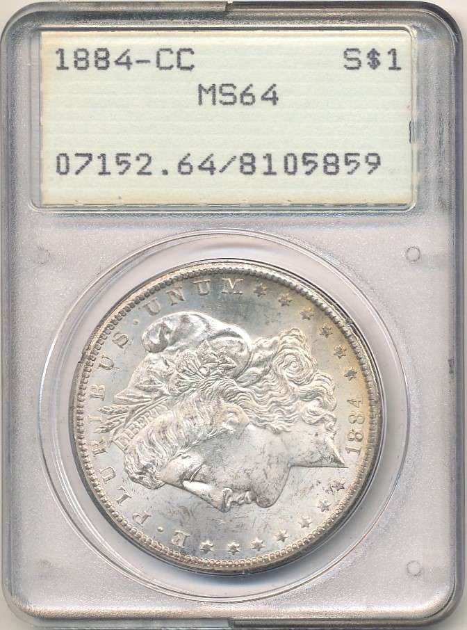 1884-CC Morgan Silver Dollar PCGS MS64: Winner shall receive the exact coin shown here. (RR/EBB)