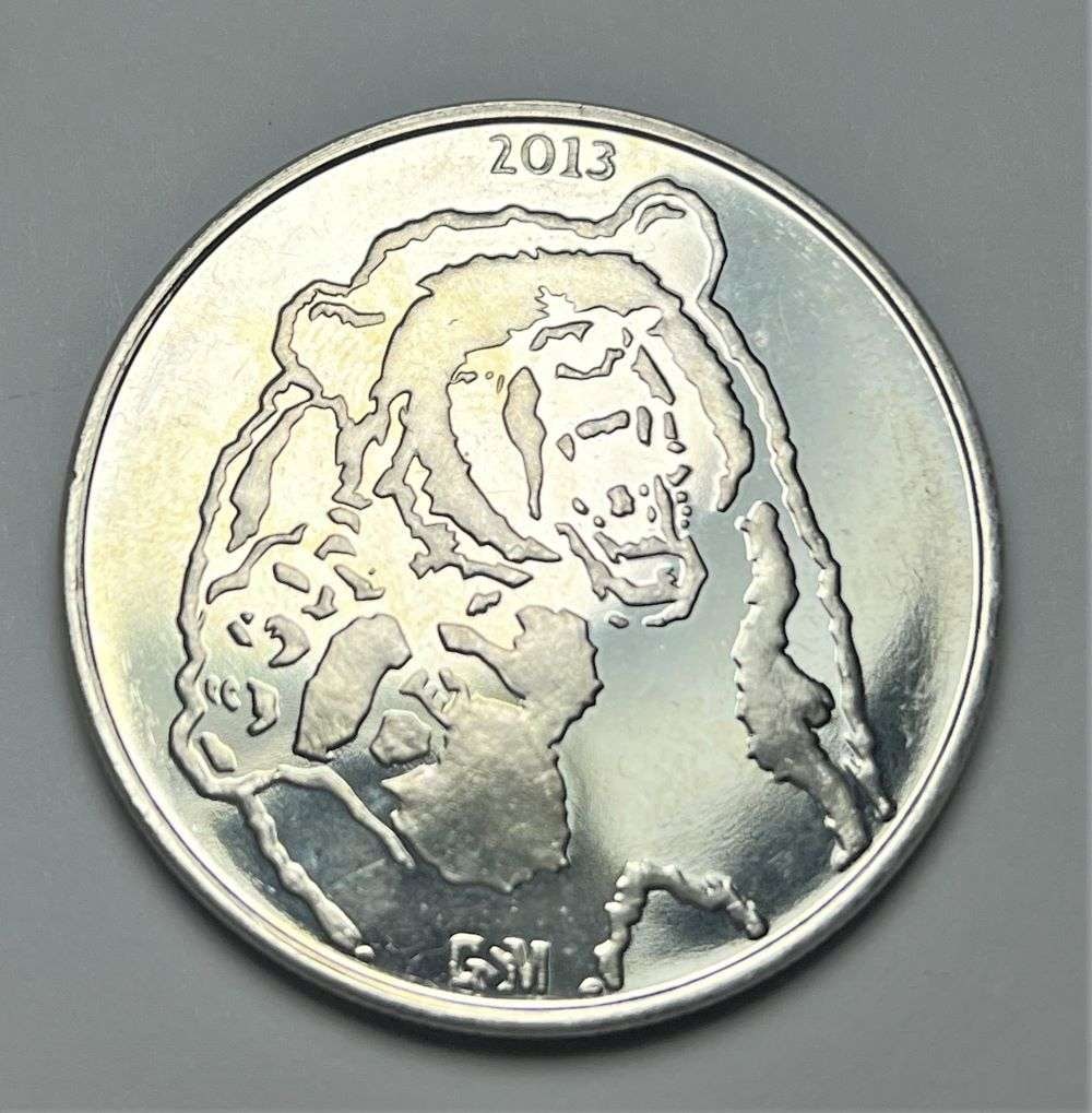 2013 Golden State Mint Bear & Bull 1 ozt .999 Silver: Winner shall receive the exact coin shown here. (BD/B)