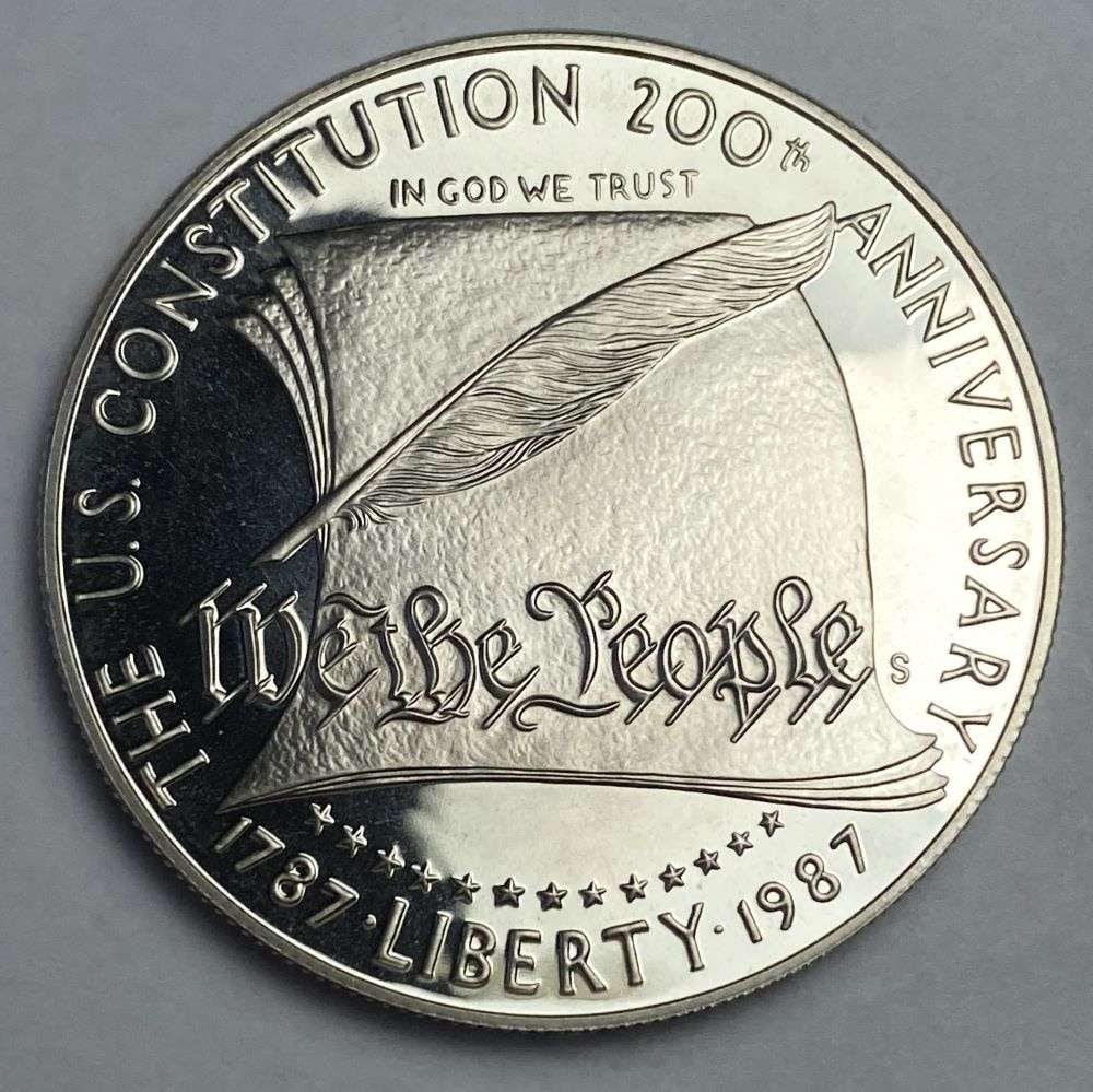 The U.S. Constitution Proof 1 ozt .999 Silver Dollar: Winner shall receive the exact coin shown here. (RR)