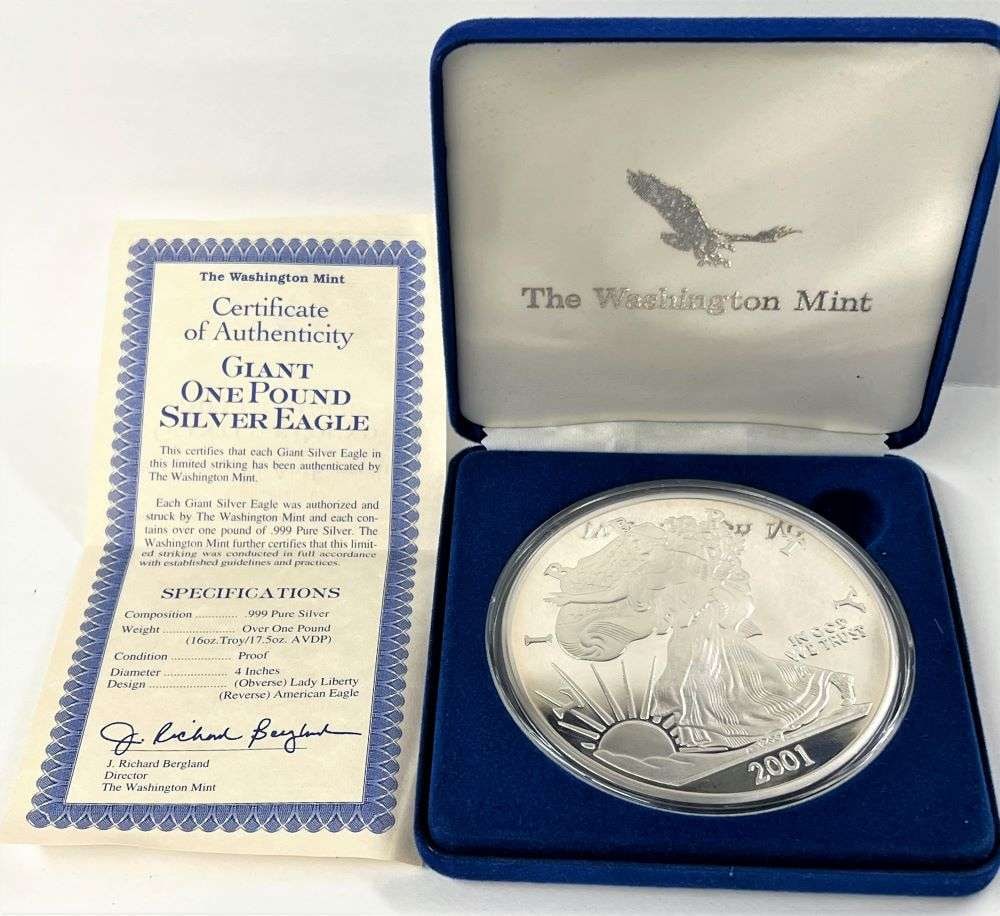 Giant One Pound 2001 American Eagle Design Proof ozt .999 Silver (1 of 6)