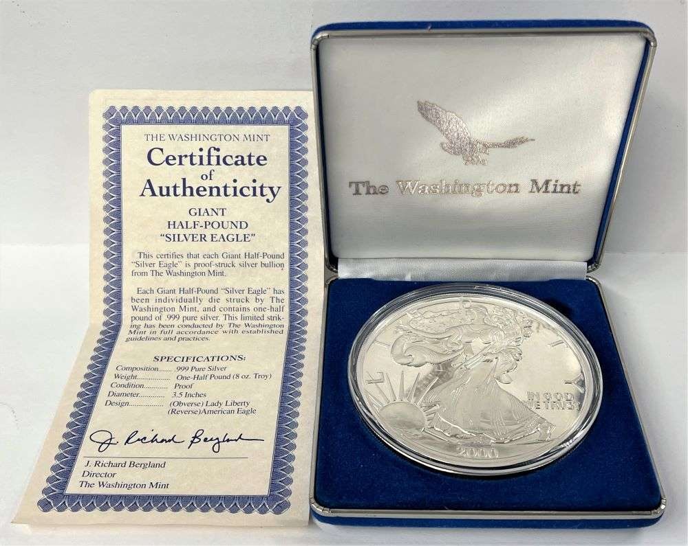 Giant Half Pound 2000 American Eagle Design Proof .999 Silver (1 of 6)