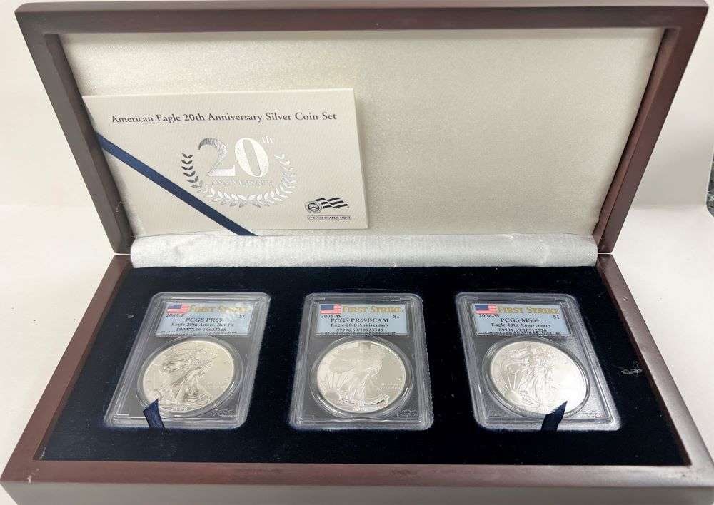 2006-P/W American Silver Eagle PCGS PR69/MS69 First Strike 20th Anniversary Set (3-coins) (1 of 5)