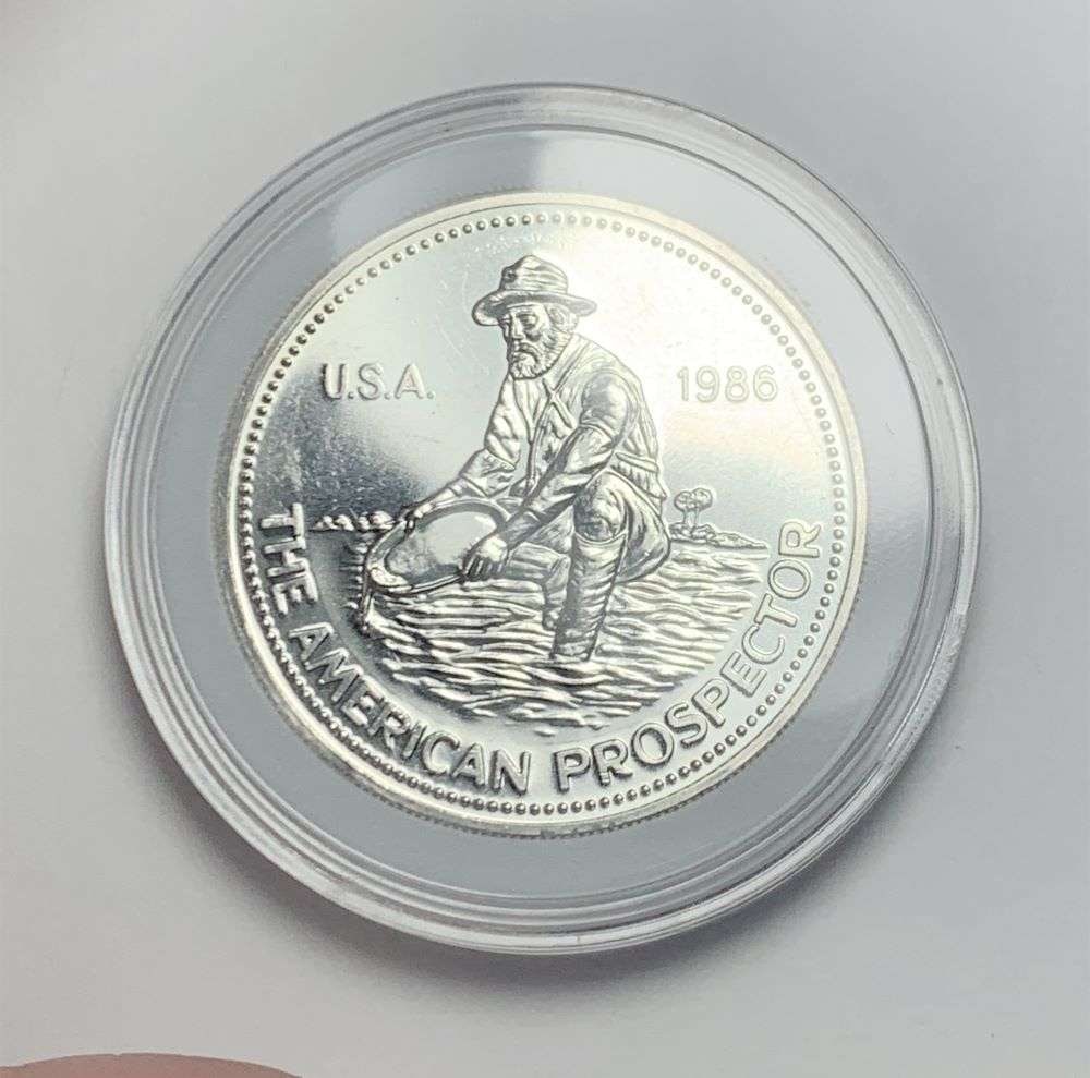 1986 Engelhard The American Prospector Proof 1 ozt .999 Silver (1 of 2)