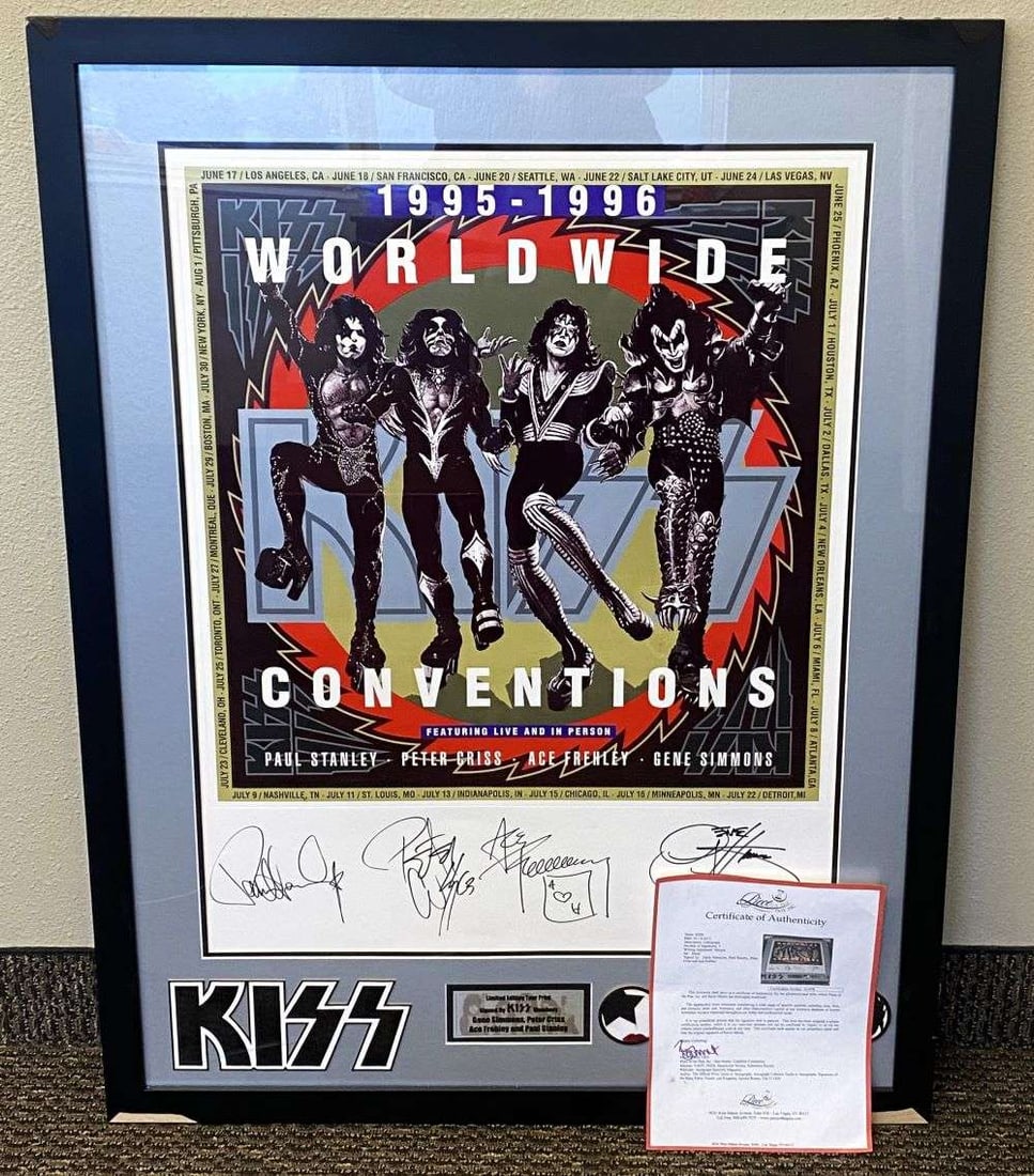 Authentic 1995-1996 KISS World Wide Conv. Autographed Poster (1 of 13)