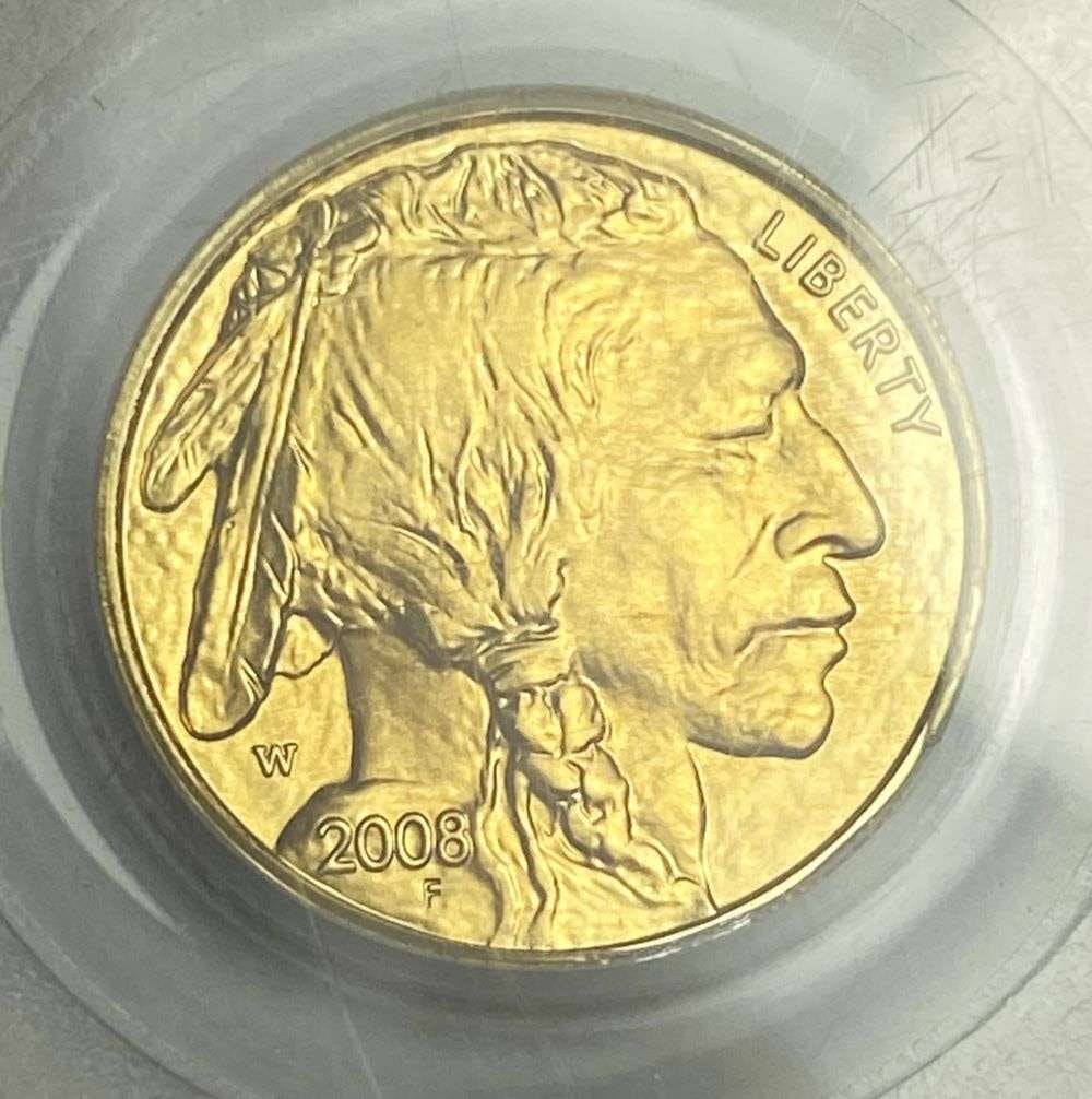 2008-W American $5 Buffalo 1/10th ozt .9999 Gold PCGS MS70: Winner shall receive the exact coin shown here. (RR/UBB)