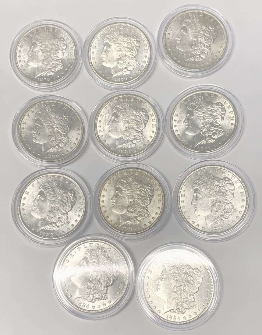 (11) 1879-O-1884 Morgan Silver Dollar MS63/65 (1 of 8)