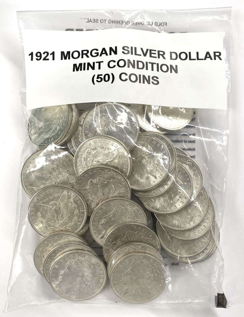 Mint Condition Original 1921 Morgan Silver Dollar (50-coins) (1 of 5)