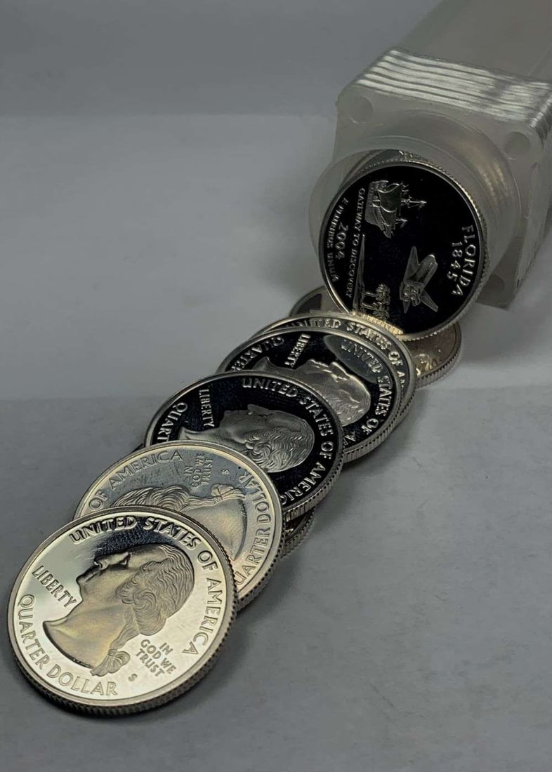 Roll (40) 2004-S Florida State Proof 90% Silver Quarters BU (1 of 3)