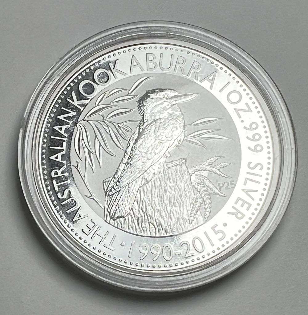 1990-2015 Australia Kookaburra 1 ozt .999 Silver Dollar: Winner shall receive the exact coin shown here. (BD/B)