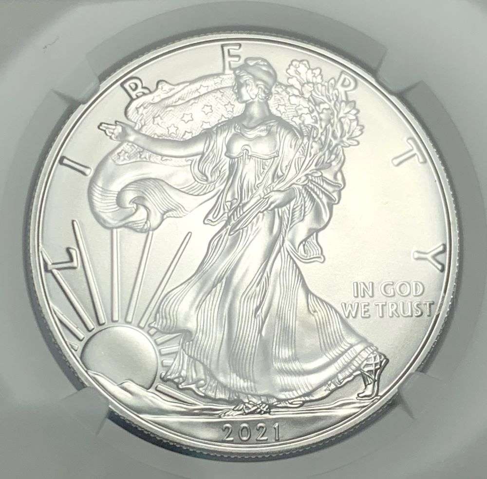 2021 American Silver Eagle NGC MS70 First Releases Signed By John M. Mercanti (1 of 4)