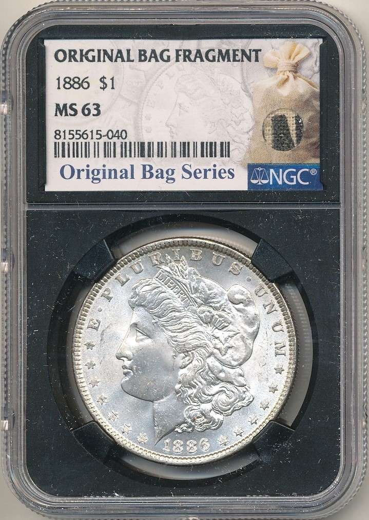 Rare 1886 Morgan Silver Dollar NGC MS63 "Original Bag Fragment" (1 of 3)