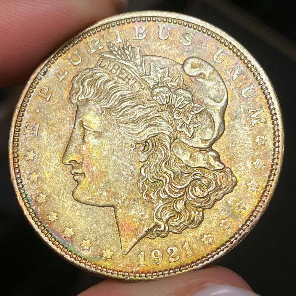 Toned 1921 Morgan Silver Dollar XF (1 of 3)