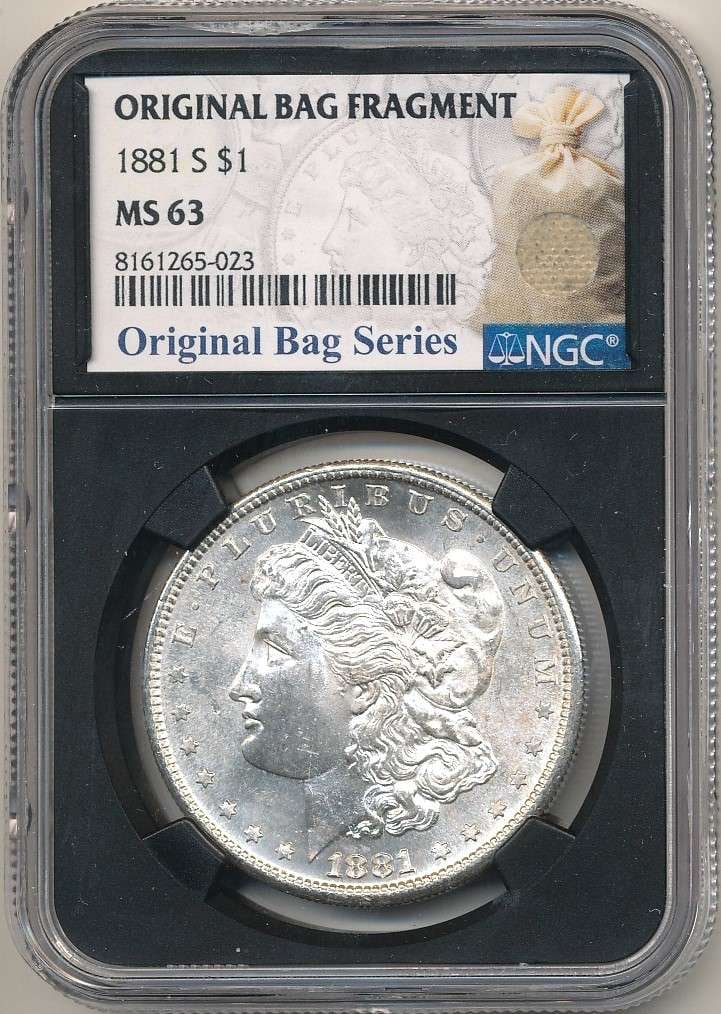 Rare 1881-S Morgan Silver Dollar NGC MS63 "Original Bag Fragment" (1 of 3)