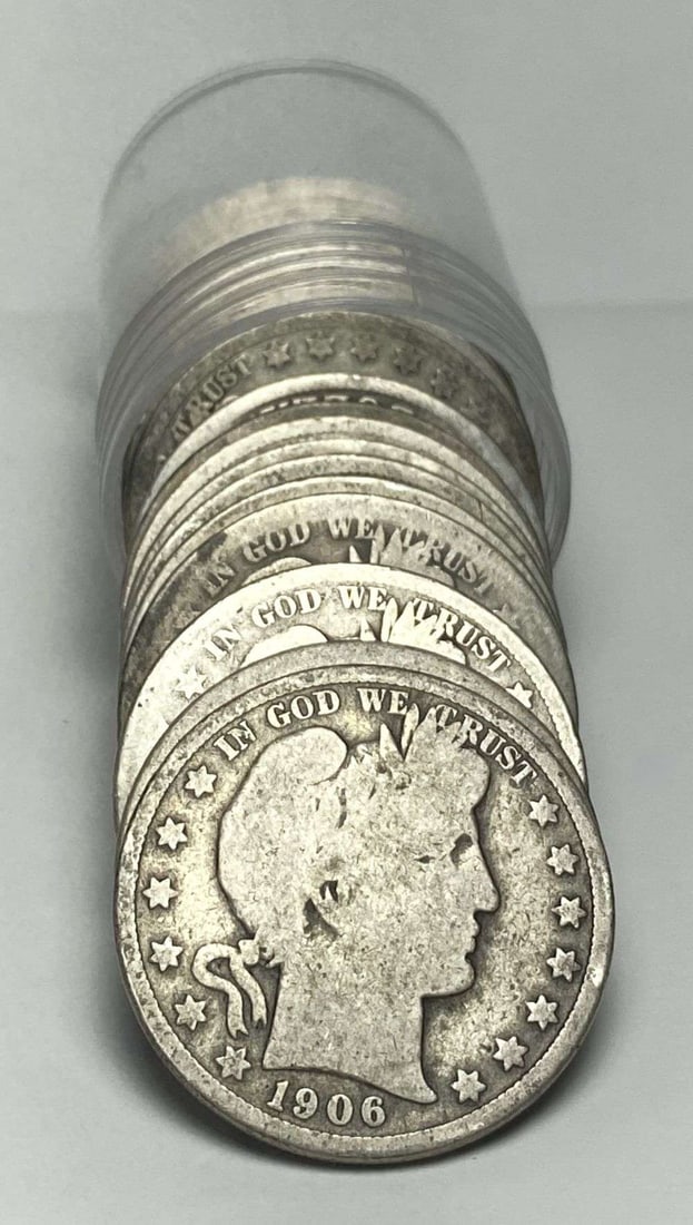 Roll (20-coins) Mixed Full Date $10 Face Value 90% Silver Barber Half Dollar (1 of 3)