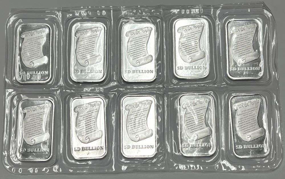 (10) Sealed SD Bullion 1 ozt .999 Silver Bars (1 of 5)