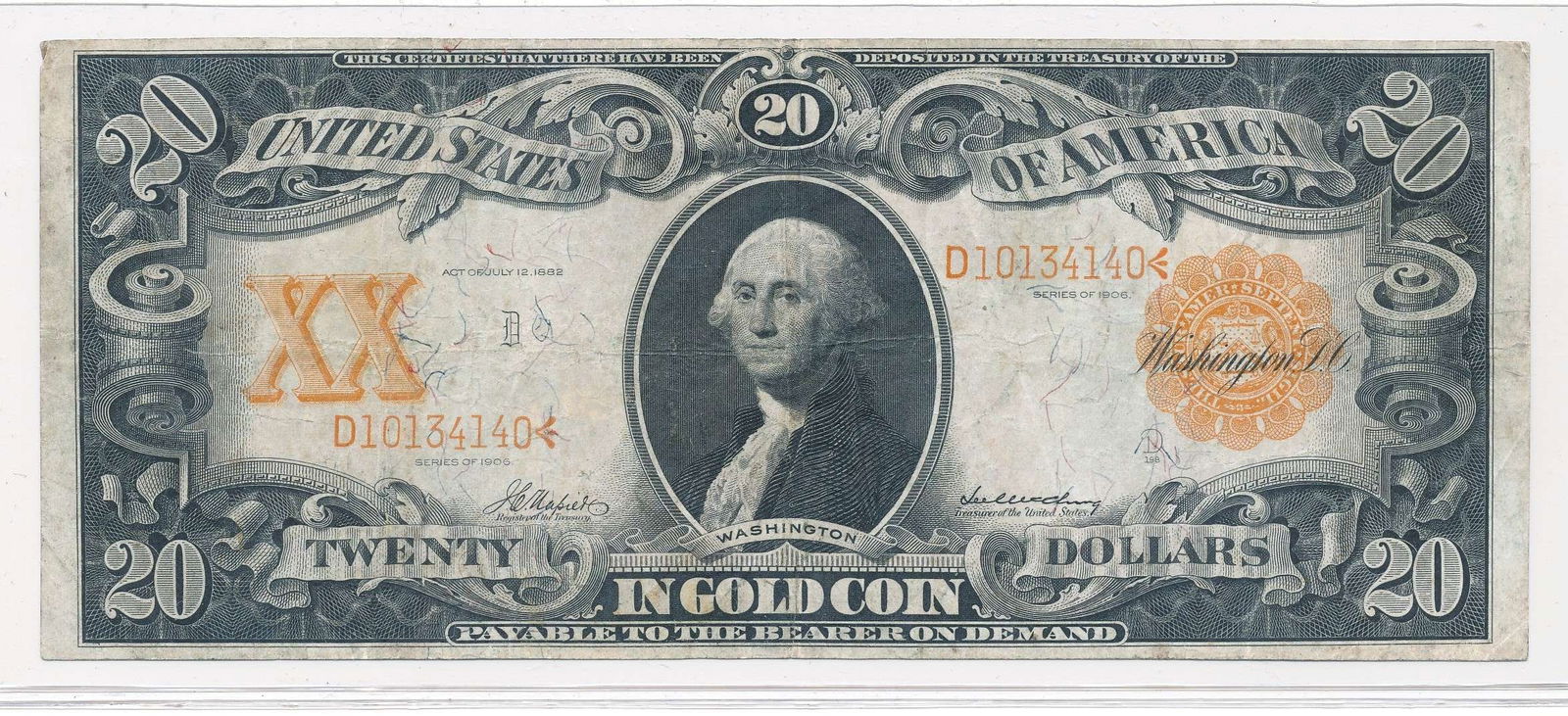 1906 United States $20 Gold Certificate (1 of 2)