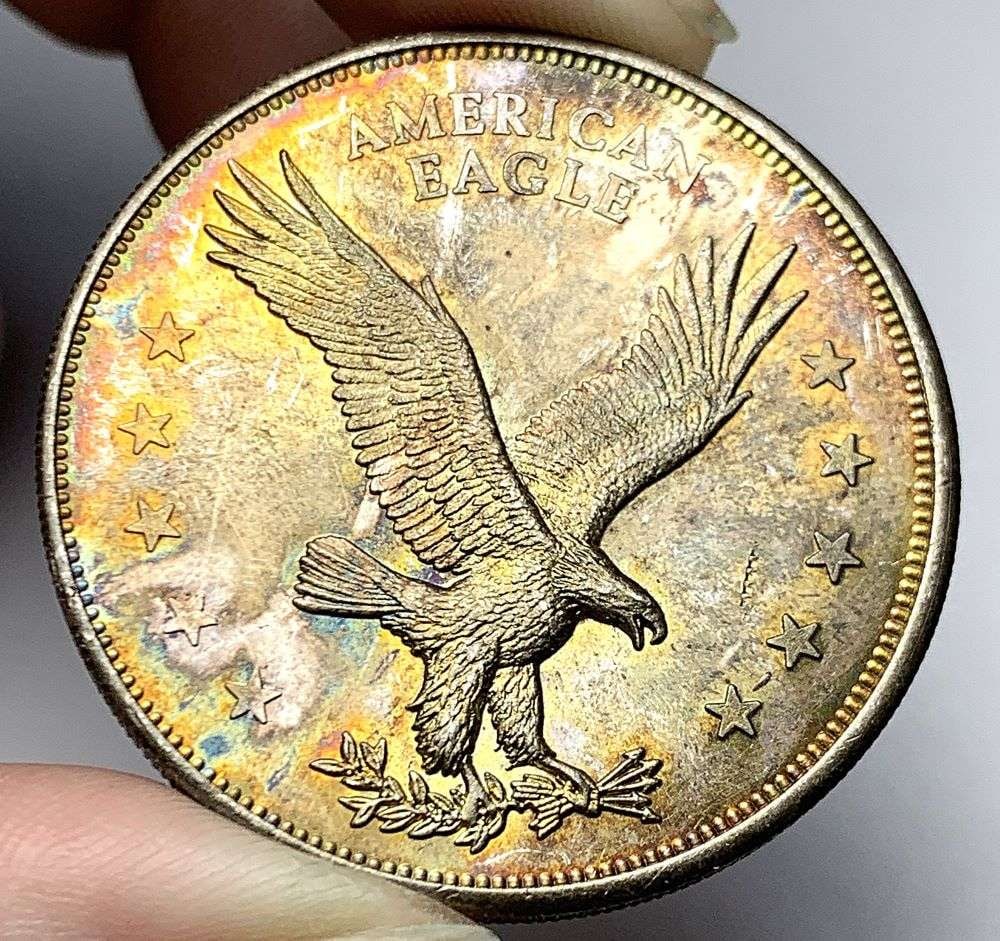 Toned American Eagle 1 ozt .999 Silver Trade Unit (1 of 2)