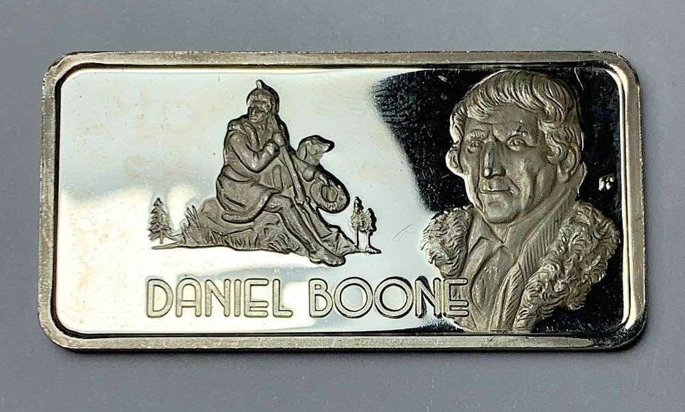 Our Greatest Americans "Daniel Boone" 1 ozt .999 Silver Bar: Winner shall receive the exact bar shown here. (HN/B)