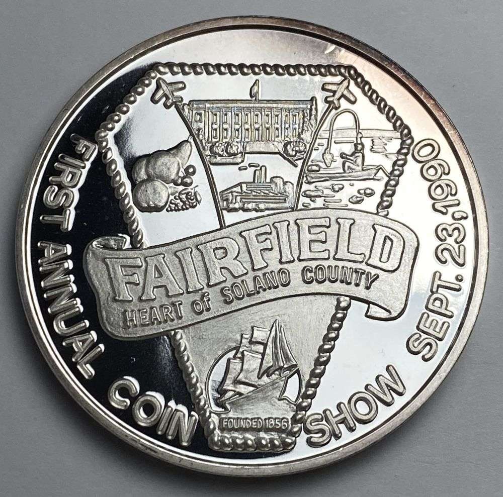 Very Rare Antique Finish First Annual Coin Show Fairfield Proof .999 Silver (1 of 4)