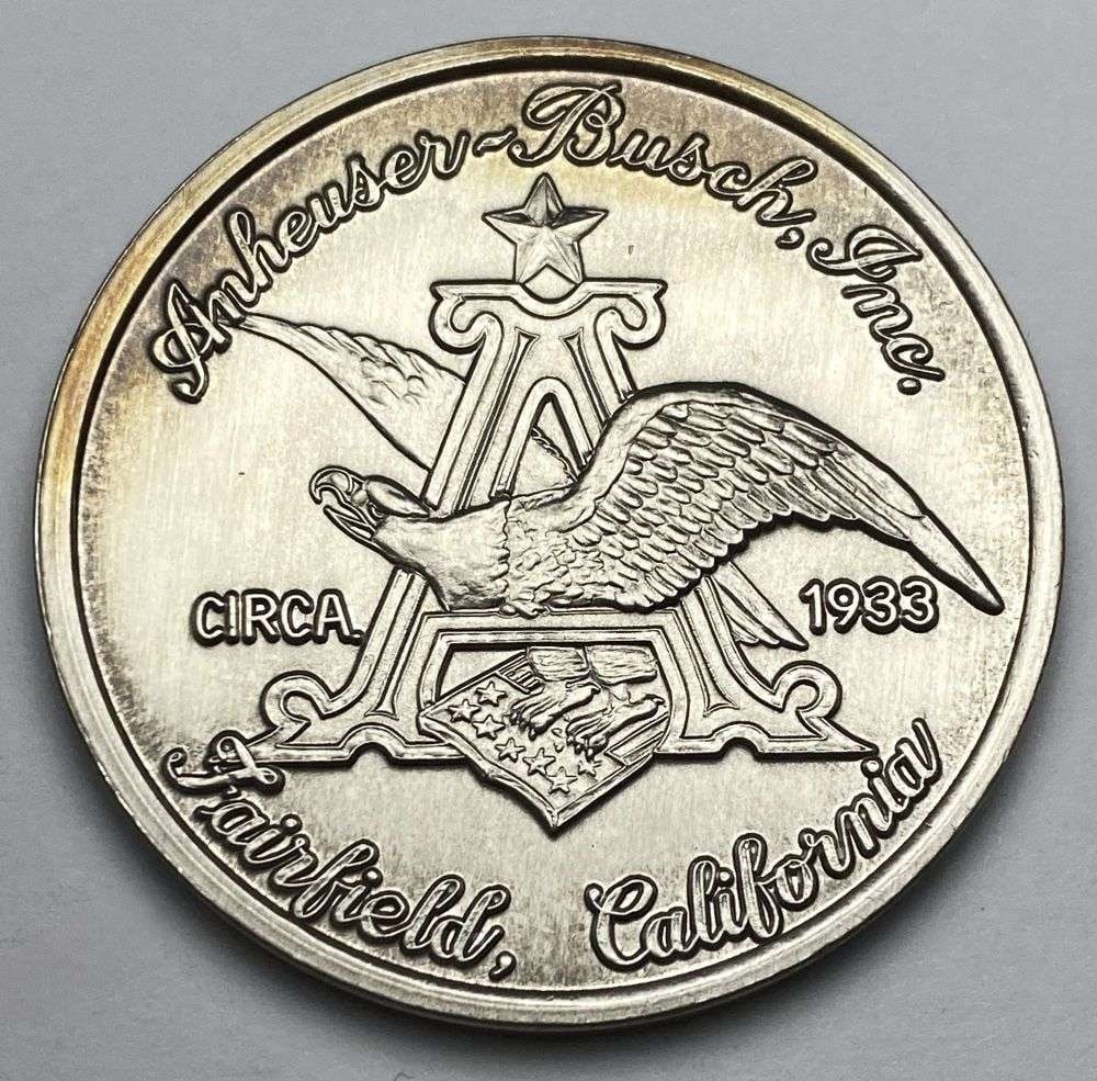 Very Rare Antique Finish Anheuser-Busch Inc. Fairfield, California .999 Silver (1 of 4)
