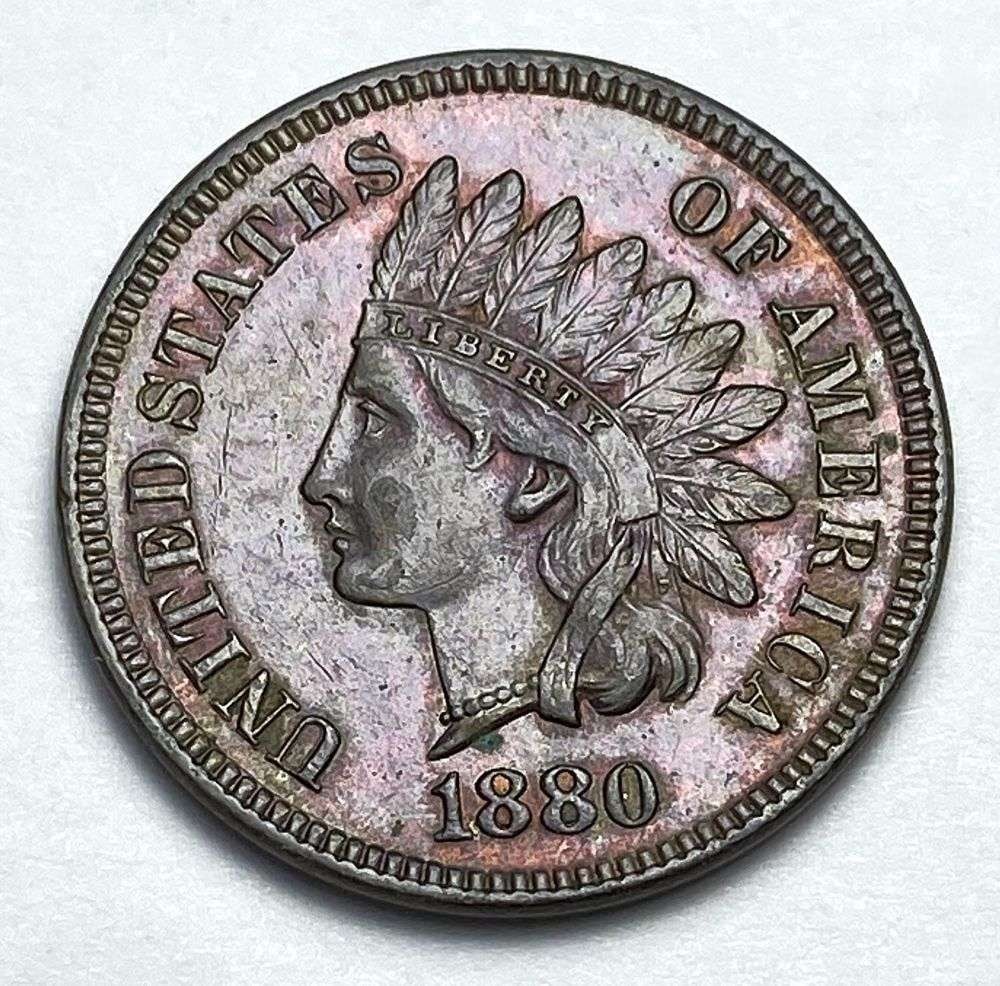 1880 Indian Head Cent MS65 Details (1 of 8)