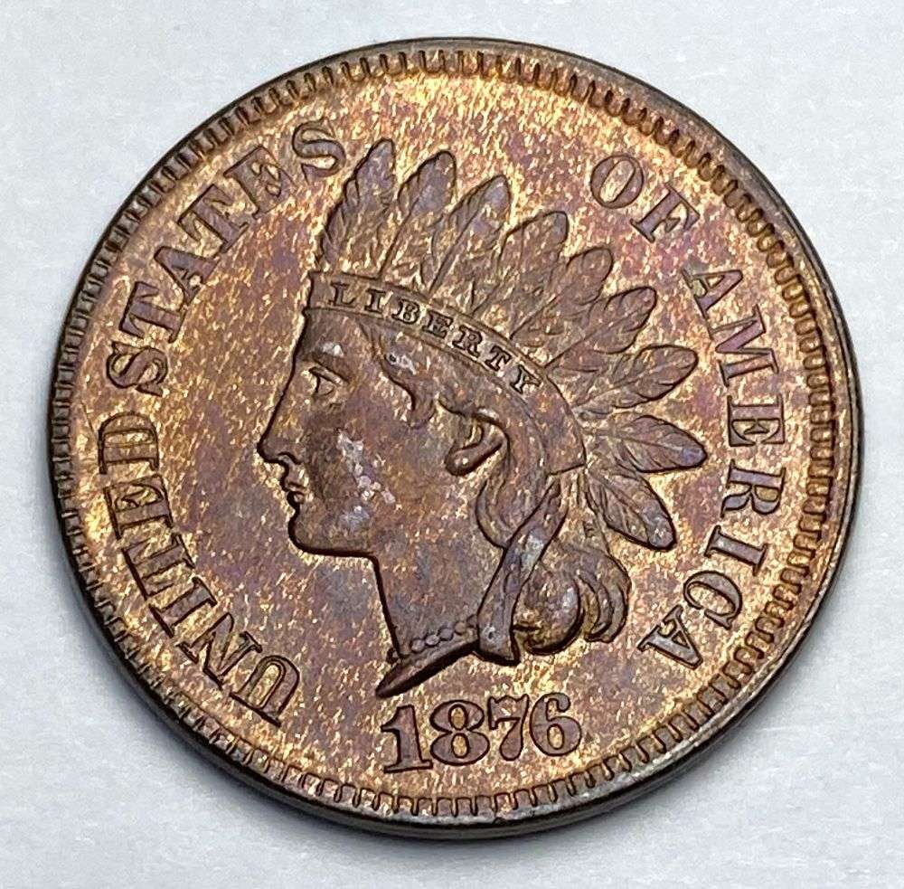 1876 Indian Head Cent MS65 Details (1 of 8)