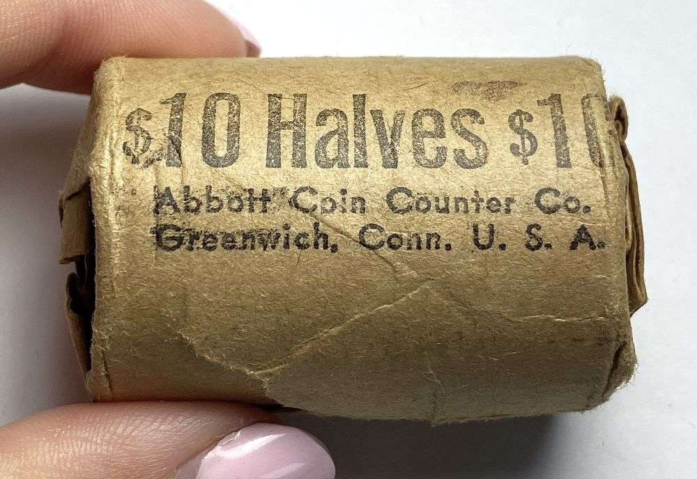 Vintage Paper Bank Wrapped Roll (20) BU 1964 JFK Silver Half Dollar: Under the first coin, these coins are immaculate. The sample photos show what the roll will look like. Winner shall receive the exact roll (20-coins) shown here. (RR/LRB)