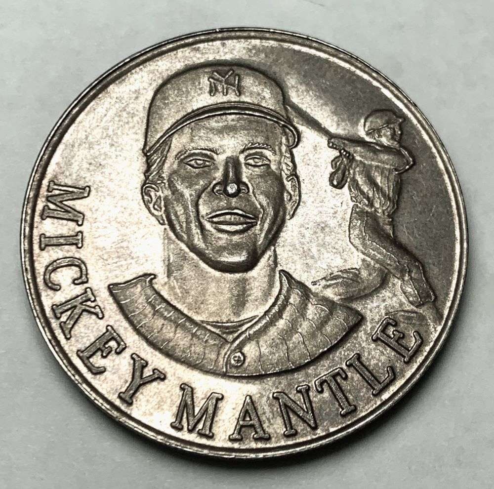New England Mint Mickey Mantle 1 ozt .999 Silver: Winner shall receive the exact coin shown here. (BD/EB)