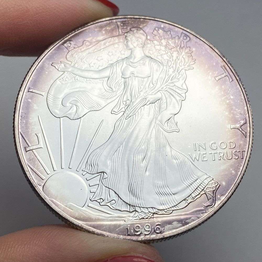 Splendid Nice Colorful Toning 1996 American Silver Eagle (1 of 2)