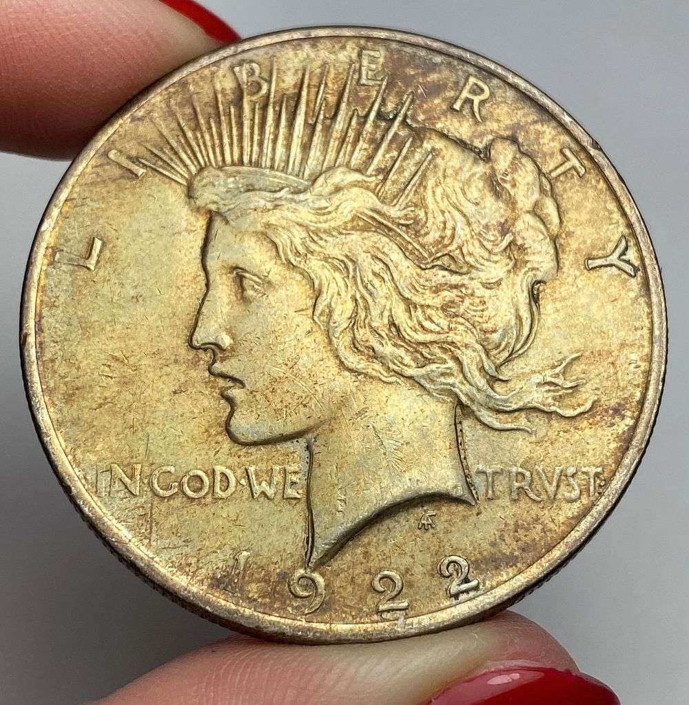 Splendid Nice Colorful Toning 1922 Peace Silver Dollar AU58 (1 of 2)