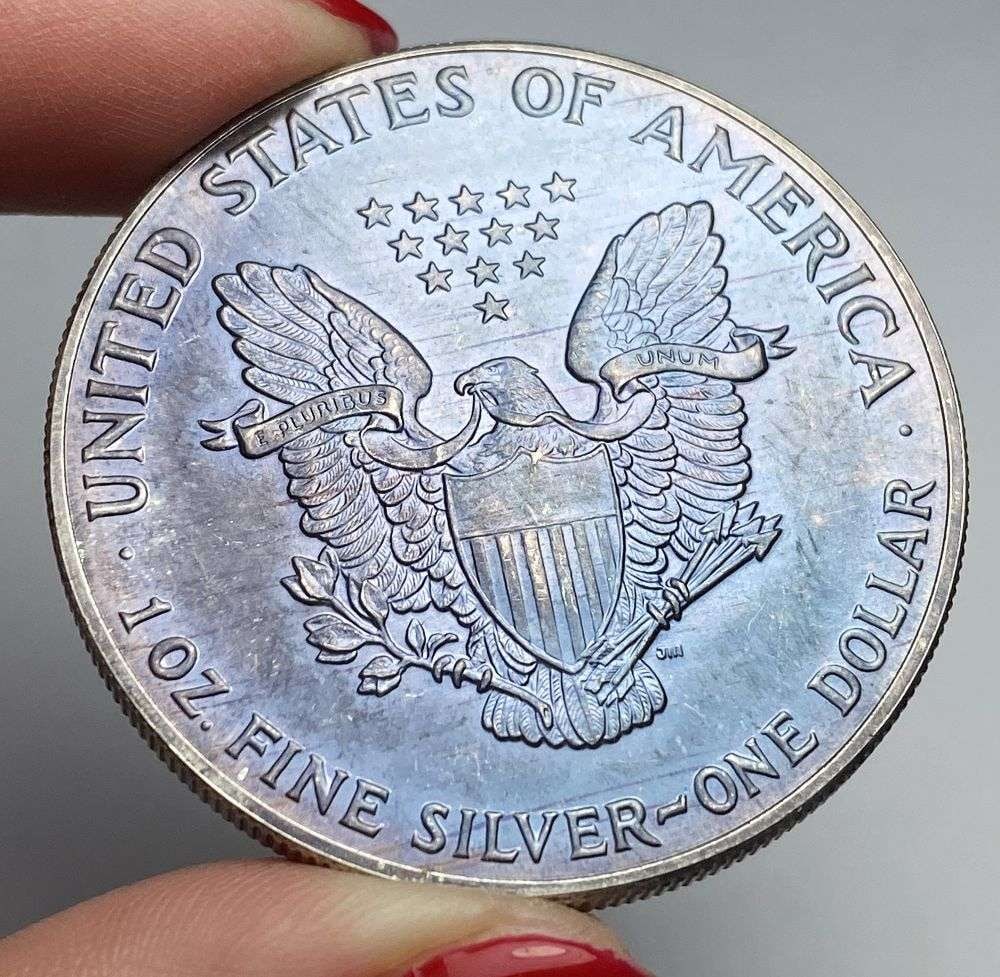 Splendid Nice Colorful Toning First Year 1986 American Silver Eagle (1 of 2)