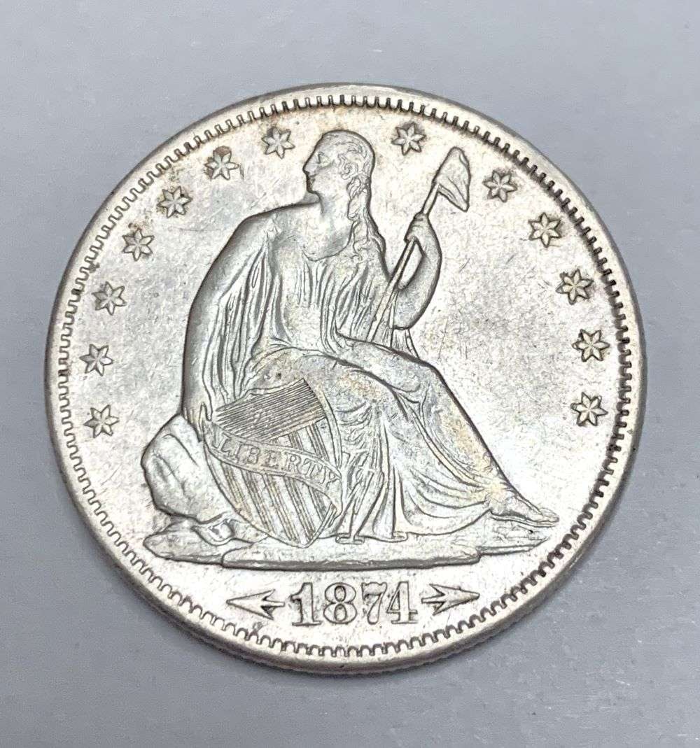 1874-S Seated Liberty Silver Half Dollar AU58 (1 of 2)