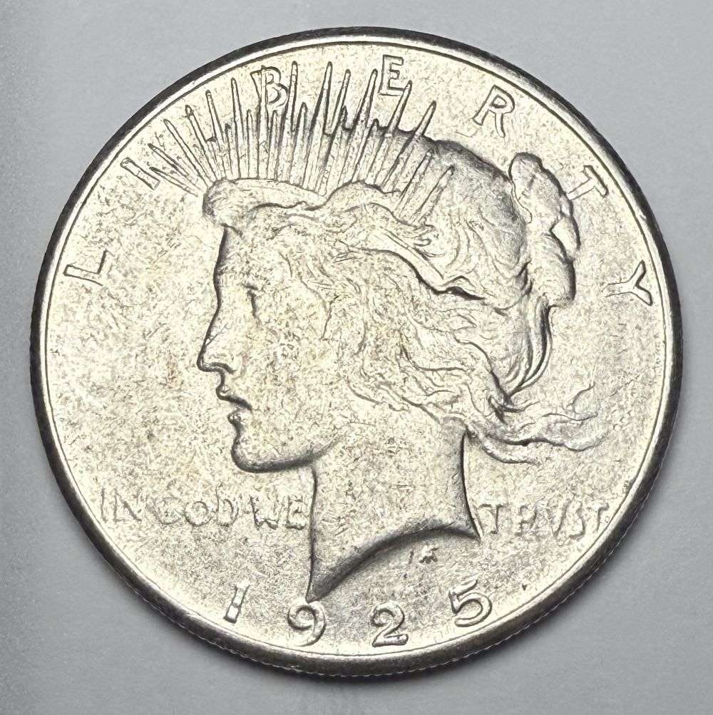 1925-S Peace Silver Dollar MS62: Winner shall receive the exact coin shown here. (CD/B)
