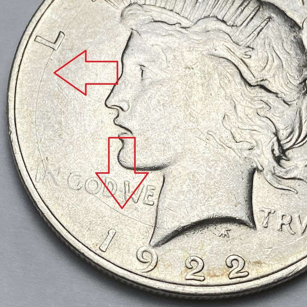 Dramatic Mint Error 1922-D Peace Silver Dollar (1 of 6)